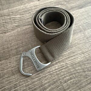 United Colors Of Benetton Olive Canvas Belt Metal Hook Buckle 39" Adjustable
